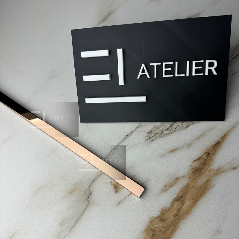 Profil U inox bronz rose-gold lucios 15mm aplicare finisaj margini mobilier elegant