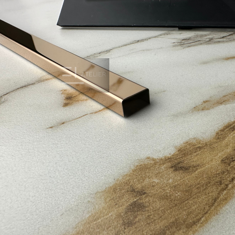 Profil U inox bronz rose-gold lucios 15mm finisaj premium design modern