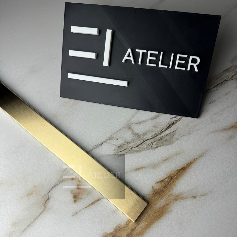 Profil U inox auriu mat 30mm detaliu finisaj premium delimitare margini