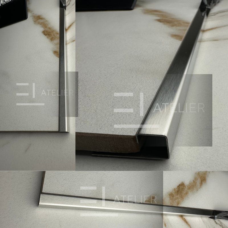 Profil Colt Exterior Semi-Patrat Inox Argintiu Mat 10mm x 2700mm - EL Atelier