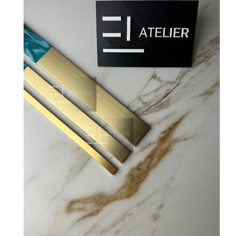Profil decorativ U inox auriu mat rezistent umezeală coroziune 30mm
