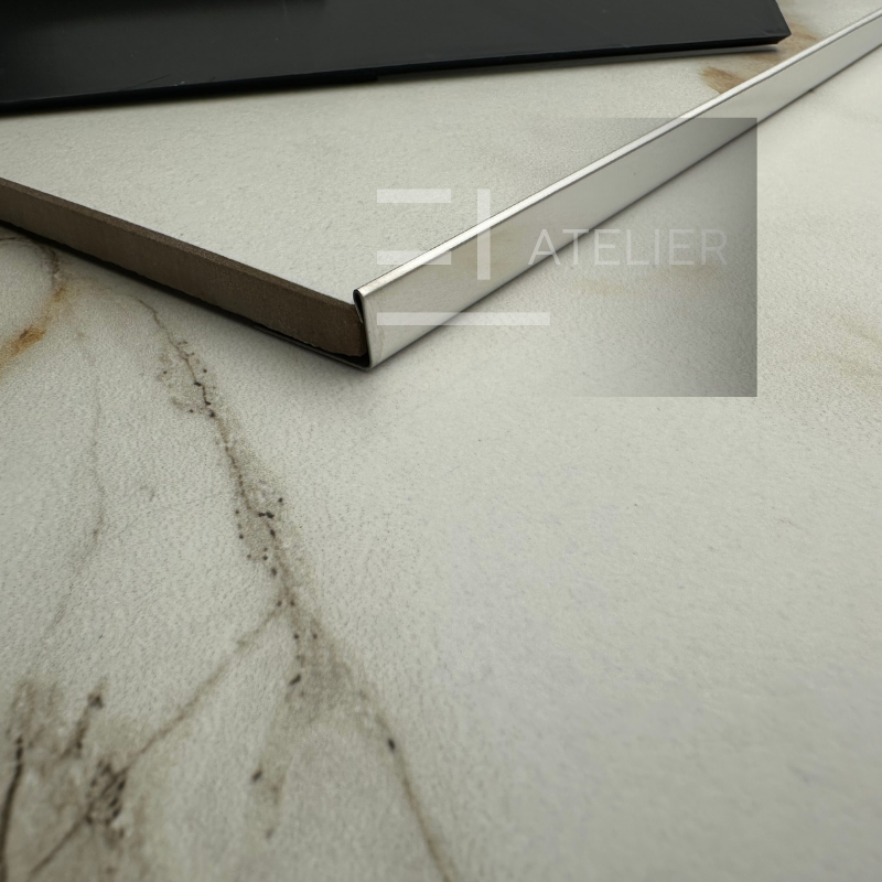 Profil Delimitare Gresie Faianta Finisaj Drept Inox Argintiu Lucios 10mm x 2700mm