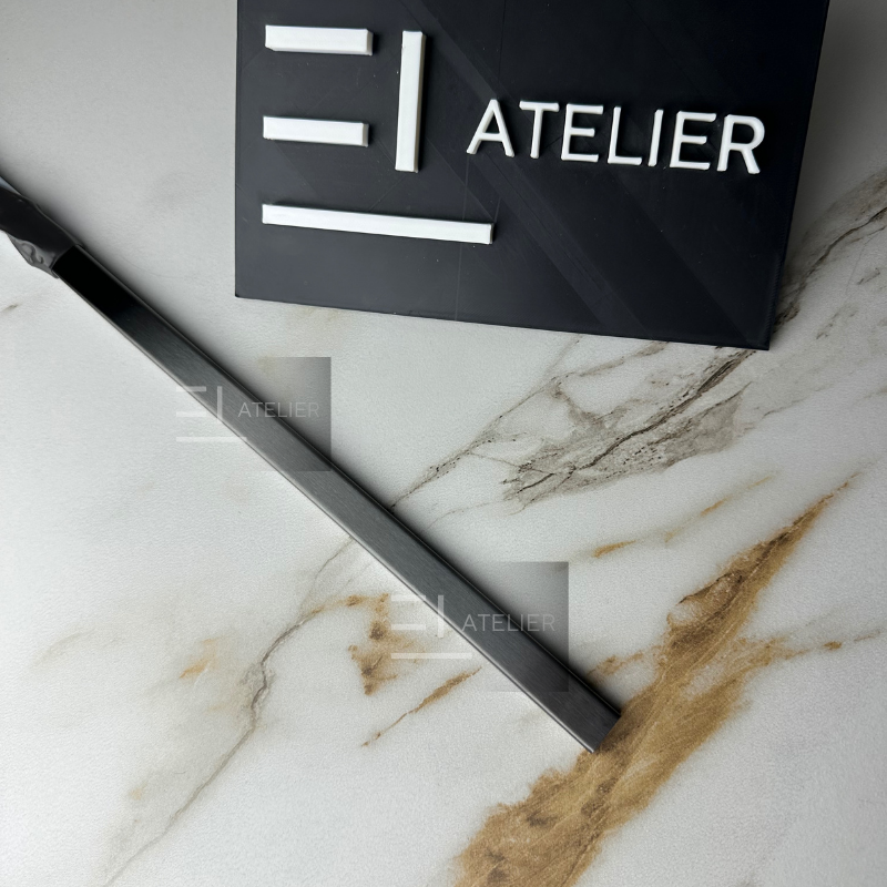 Profil U inox negru mat 15mm detaliu finisaj premium delimitare margini