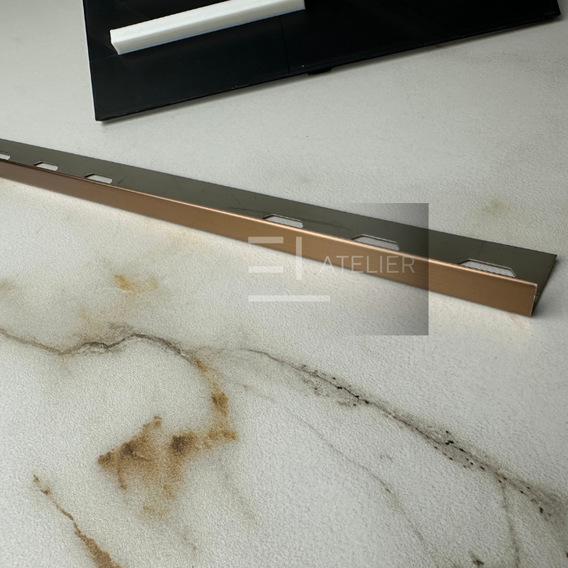 Profil Delimitare Gresie Faianta Finisaj Drept Inox Bronz Mat 10mm x 2700mm