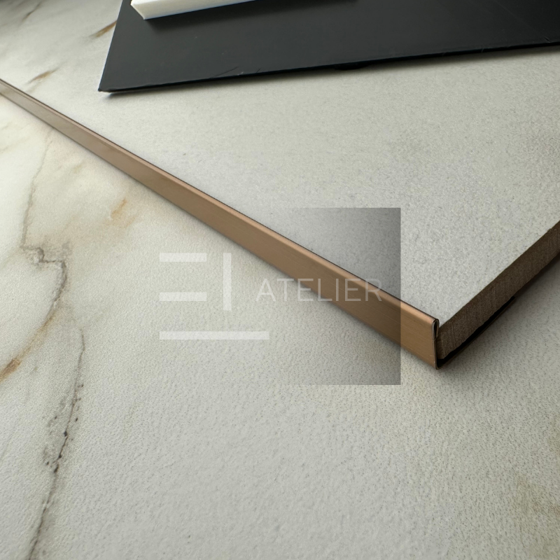 Profil Delimitare Gresie Faianta Finisaj Drept Inox Bronz Mat 10mm x 2700mm