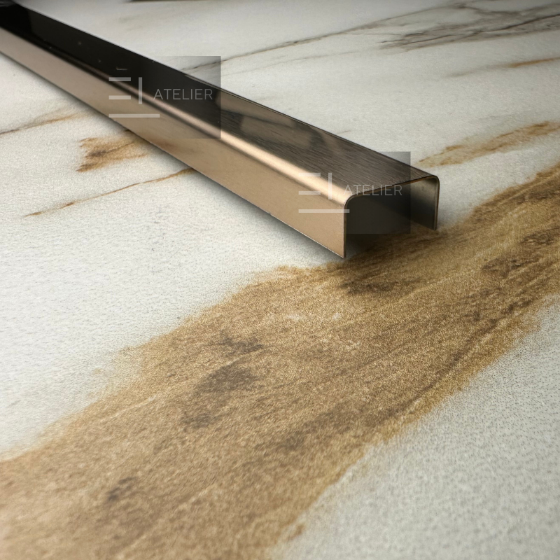 Profil U inox bronz rose-gold mat 15mm finisaj premium design modern
