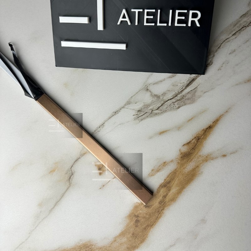 Profil U inox bronz rose-gold mat 15mm detaliu finisaj premium delimitare margini