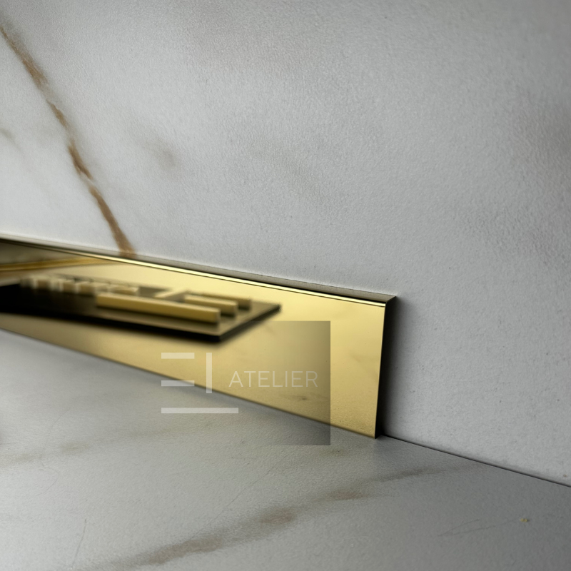 Profil decorativ U inox auriu lucios 50mm montaj profesional delimitare margini