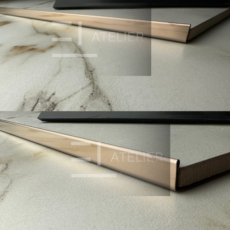 Profil Delimitare Gresie Faianta Finisaj Drept Inox Bronz (Rose-Gold) Lucios 10mm x 2700mm