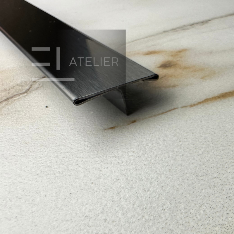 Profil decorativ T inox negru mat montaj gresie parchet 20mm