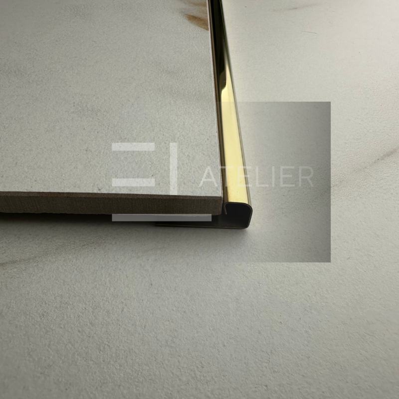 Profil colț exterior rotund inox auriu lucios 10mm detaliu finisaj premium protecție muchii