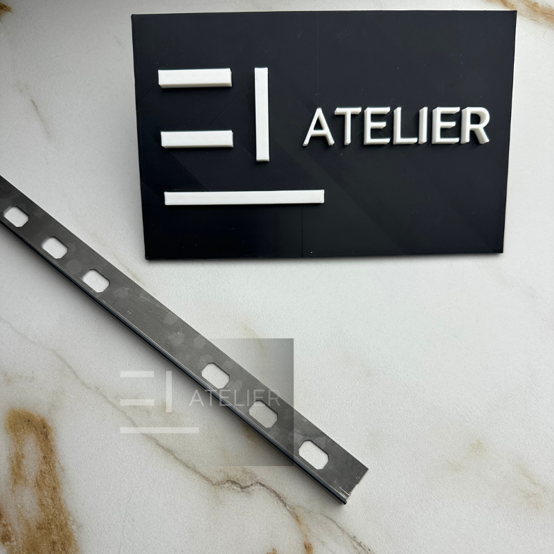 Profil Delimitare Gresie Faianta Finisaj Drept Inox Negru Lucios 10mm x 2700mm