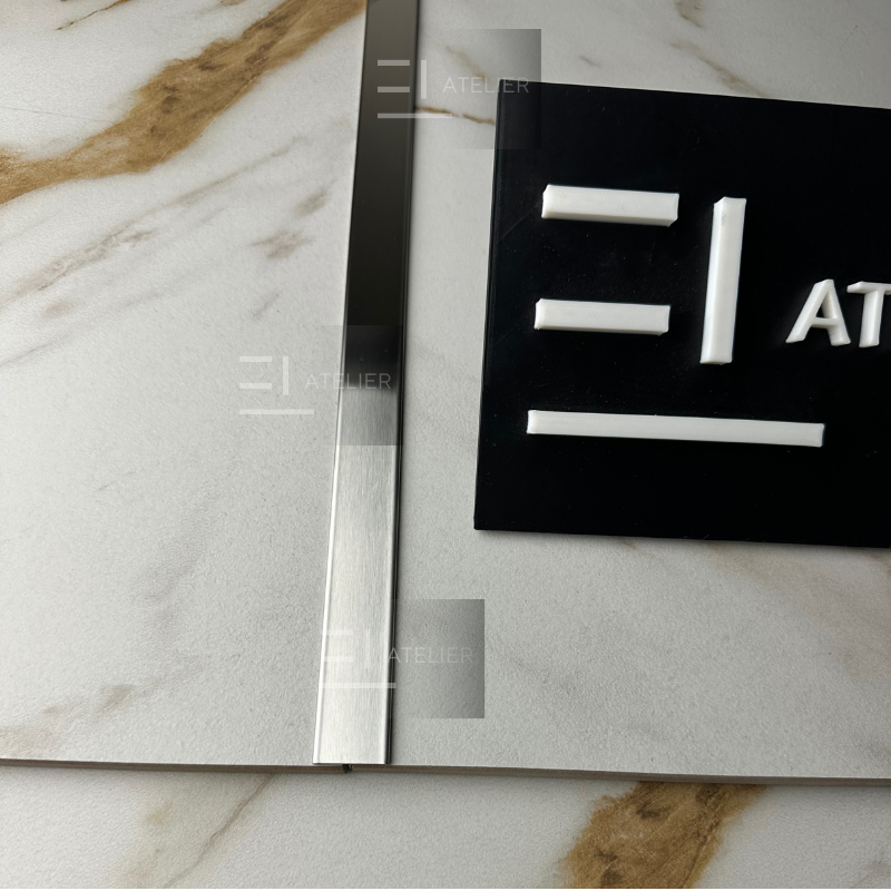 Profil T inox argintiu mat 20mm montaj profesional delimitare suprafețe