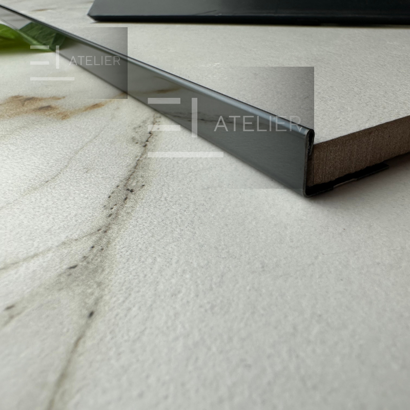 Profil Delimitare Gresie Faianta Finisaj Drept Inox Negru Lucios 10mm x 2700mm