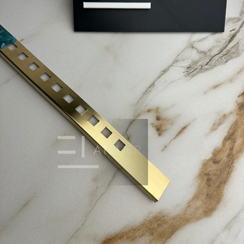 Profil decorativ colț exterior inox auriu mat rezistent umezeală coroziune 10mm