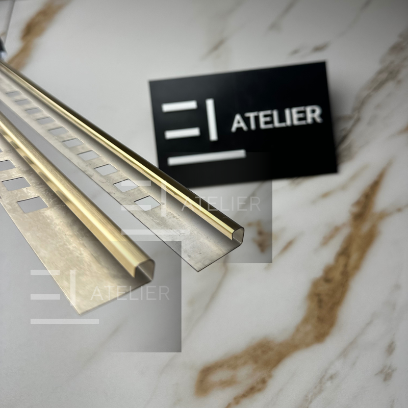 Profil colț exterior rotund inox auriu mat 10mm detaliu textura mată premium