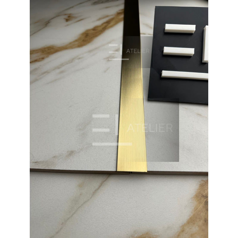 Profil decorativ T inox auriu mat aplicare accent design interior 30mm