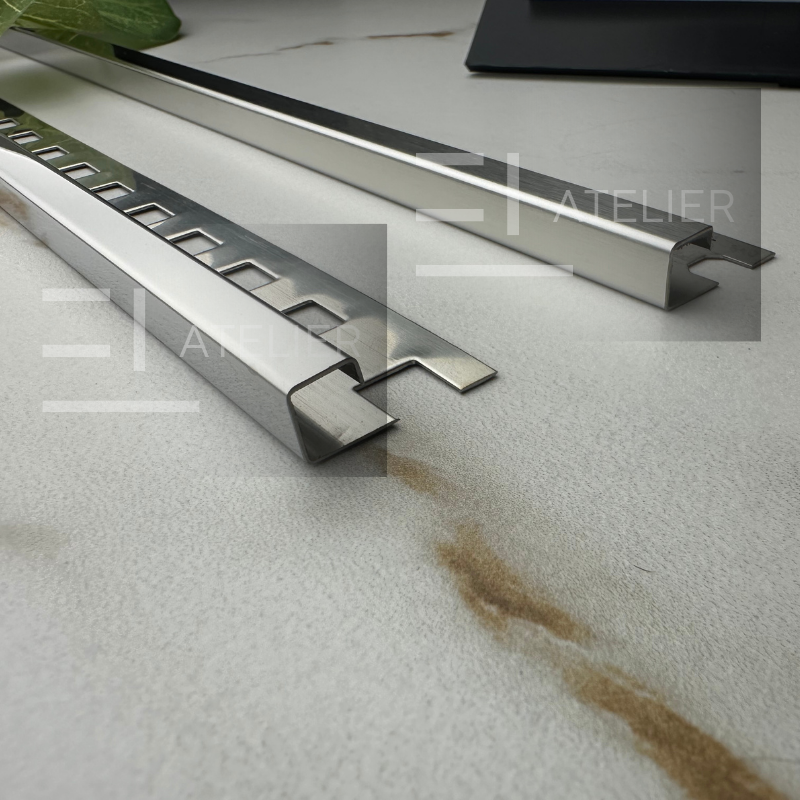 Profil Colt Exterior Semi-Patrat Inox Argintiu Lucios 10mm x 2700mm - EL Atelier