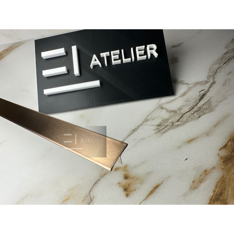 Profil T inox bronz rose-gold mat 20mm montaj profesional delimitare suprafețe