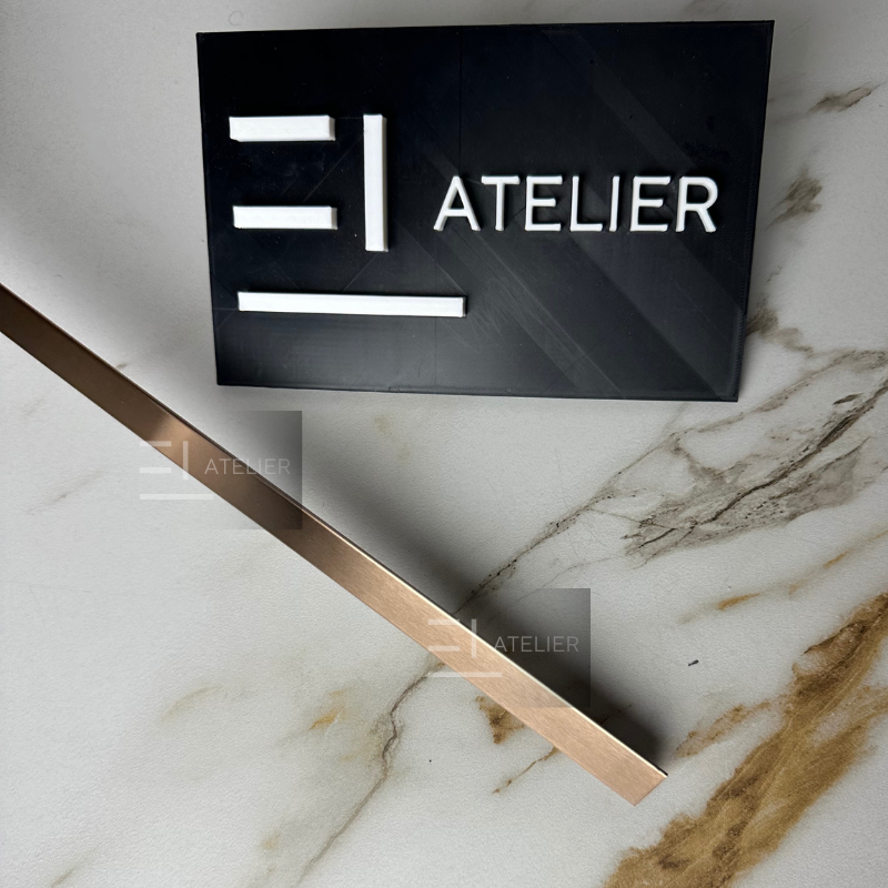 Profil decorativ T inox bronz rose-gold mat montaj gresie parchet 20mm