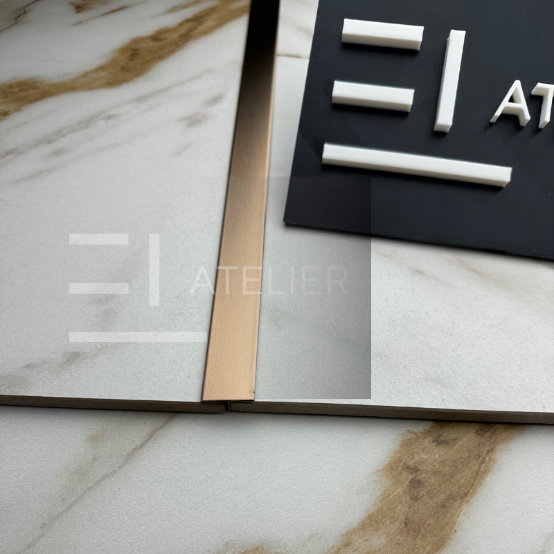 Profil decorativ T inox bronz rose-gold mat rezistent umezeală coroziune 20mm