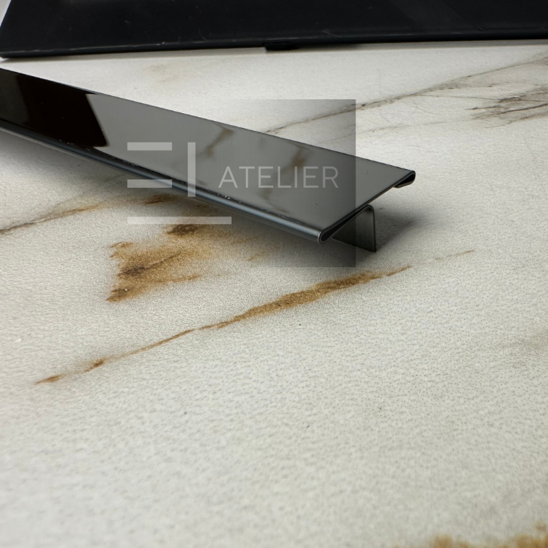 Profil decorativ T inox negru lucios montaj gresie parchet 20mm