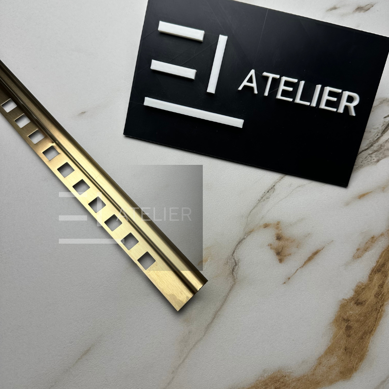 Profil interior faianță inox auriu mat 10mm detaliu finisaj premium protecție colț