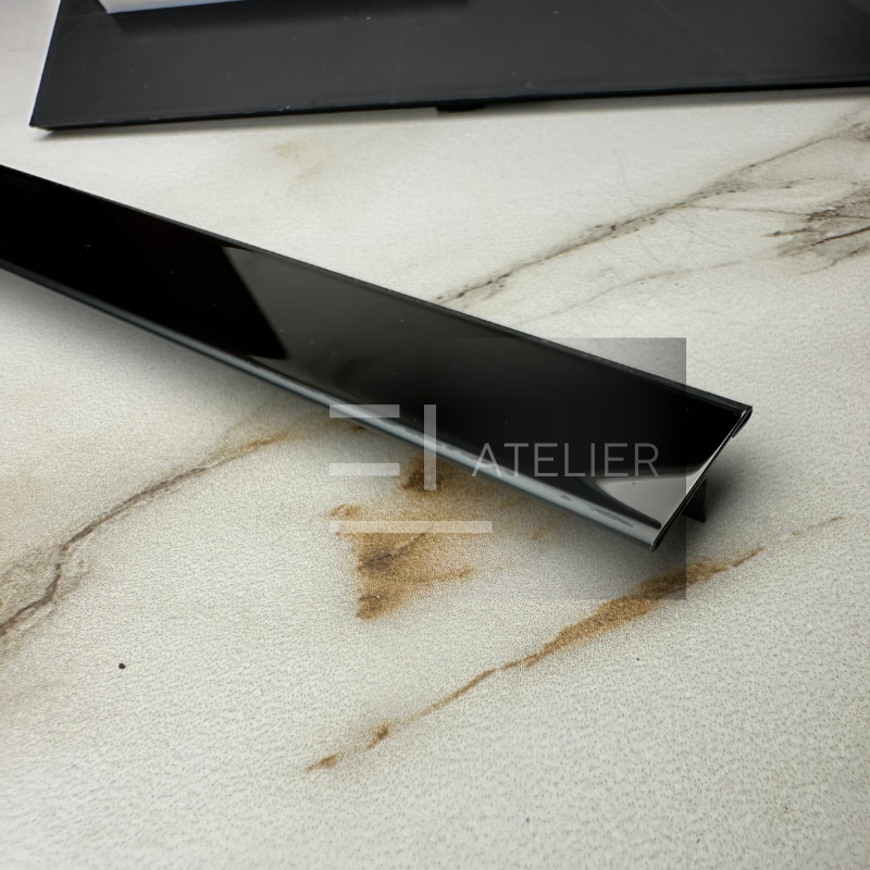 Profil decorativ T inox negru lucios rezistent umezeală coroziune 20mm