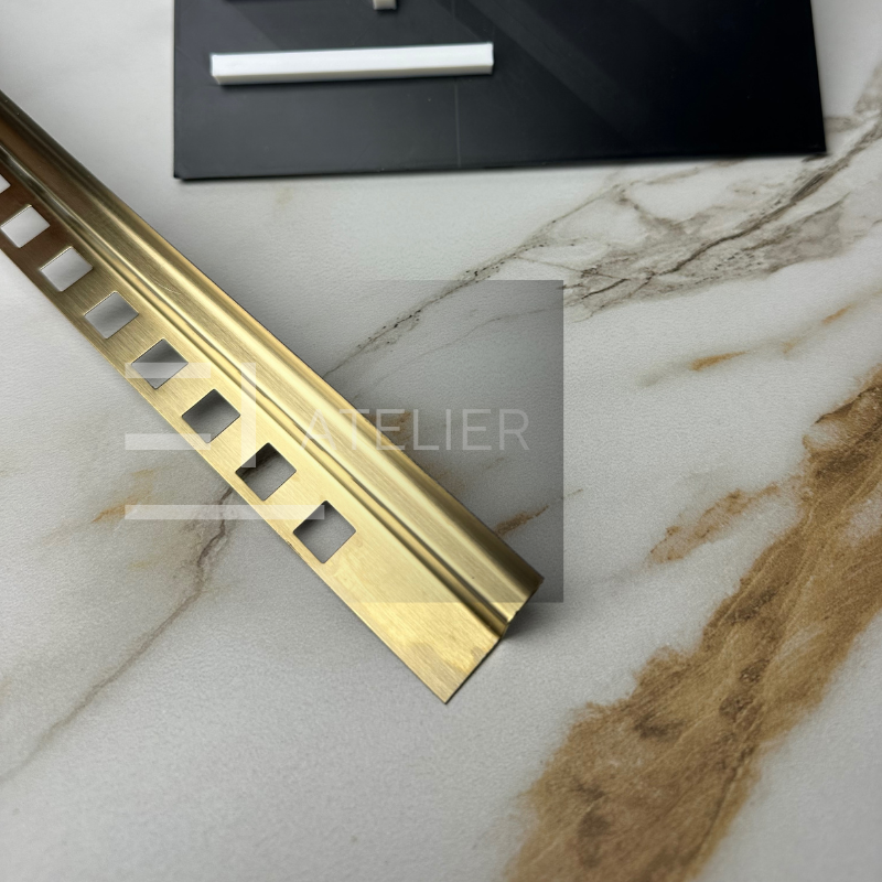 Profil interior faianță inox auriu mat 10mm montaj profesional colțuri