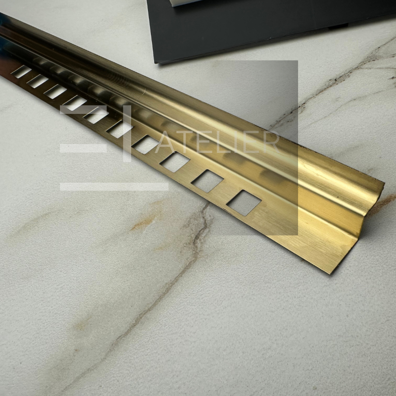 Profil colț interior inox auriu mat aplicare faianță gresie protecție 10mm