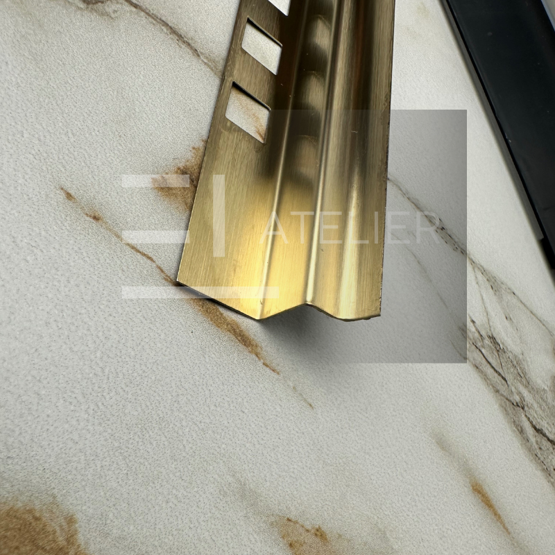 Profil decorativ interior inox auriu mat montaj faianță gresie 10mm