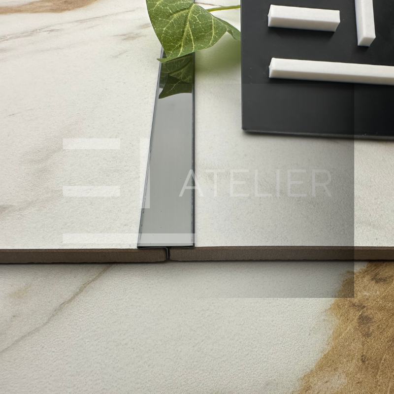 Profil decorativ T inox negru lucios aplicare accent design interior 20mm