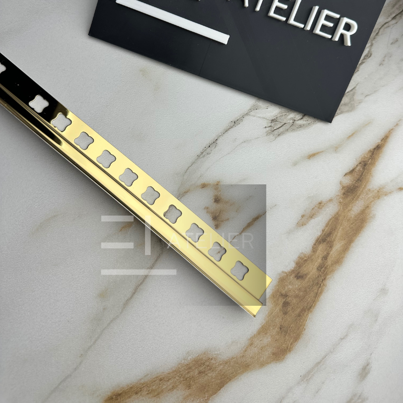 Profil colț interior faianță inox auriu lucios 10mm aplicare perete finisaj elegant
