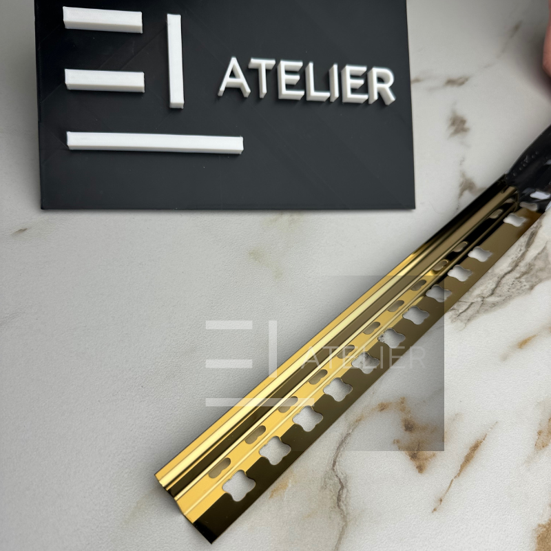 Profil decorativ interior inox auriu lucios montaj faianță gresie 10mm