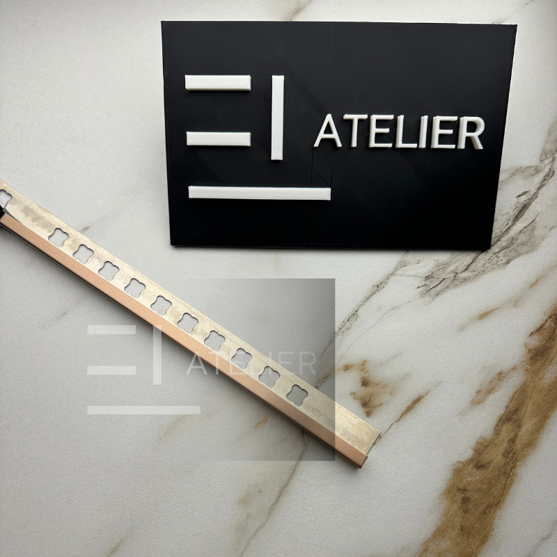 Profil decorativ colț exterior inox bronz rose-gold mat montaj gresie faianță 10mm