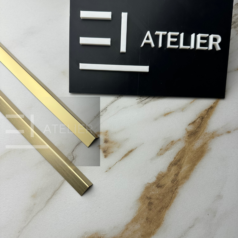 Profil L colț inox auriu mat 20x10mm montaj profesional trepte gresie