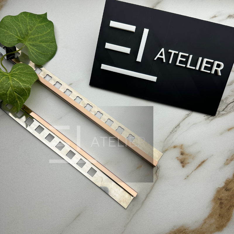 Profil colț exterior inox bronz rose-gold mat 10mm finisaj premium design modern