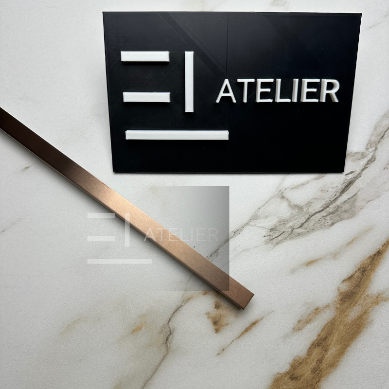 Profil L colț inox bronz rose-gold mat 10x10mm detaliu finisaj premium protecție muchii