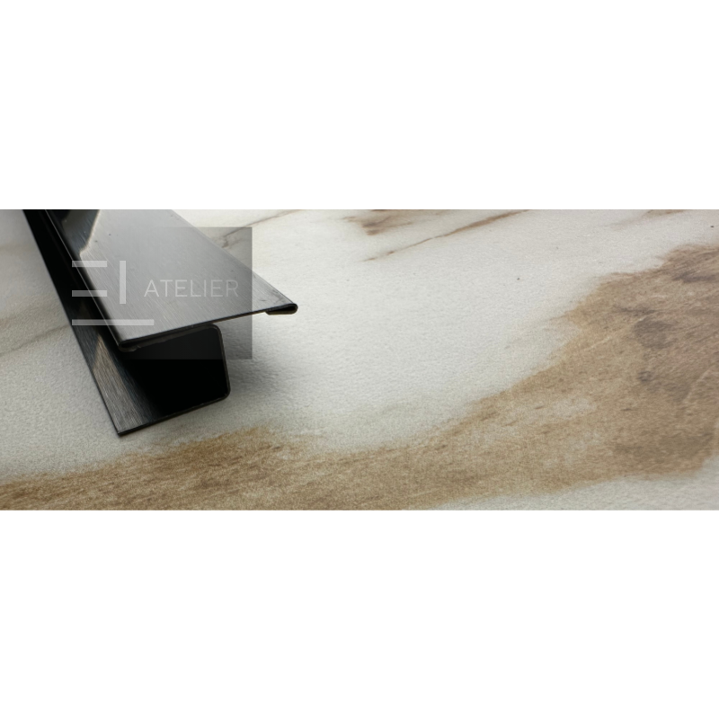 Profil T trecere gresie inox negru mat 25mm aplicare delimitare încăperi