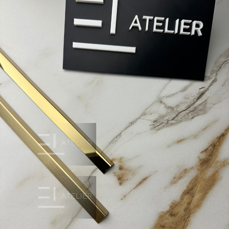 Profil L colț inox auriu lucios 20x10mm finisaj premium design modern