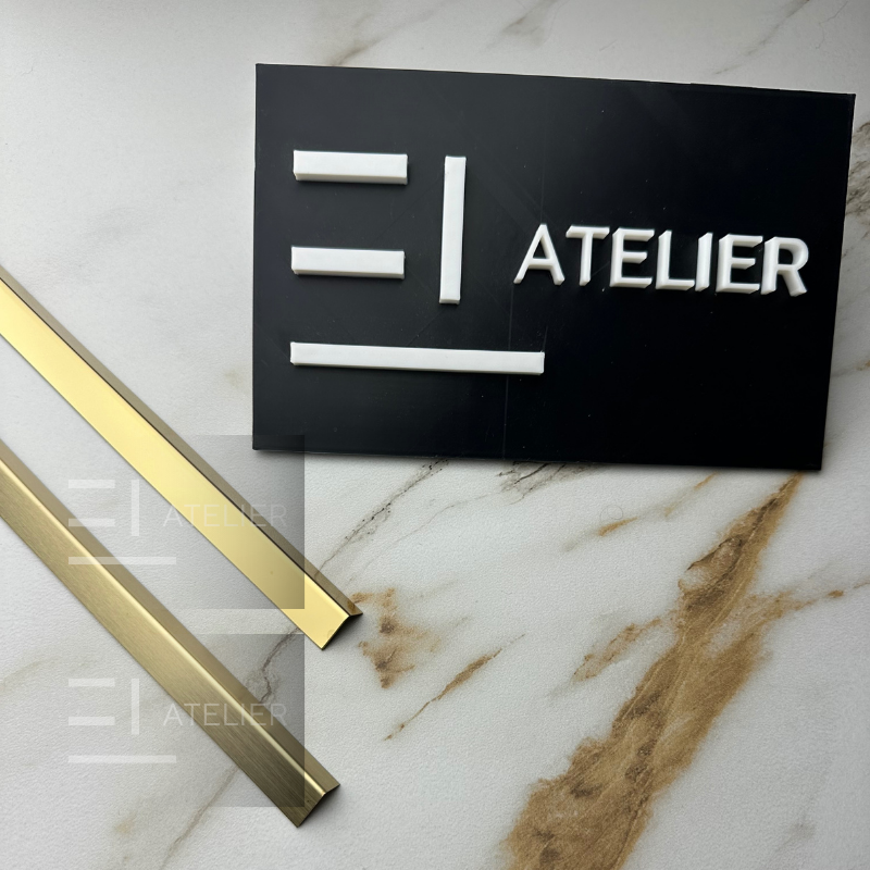 Profil decorativ L inox auriu lucios aplicare protecție blat bucătărie 20x10mm