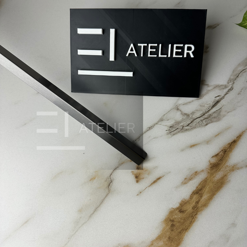 Profil decorativ L inox negru mat montaj trepte colțuri 10x10mm