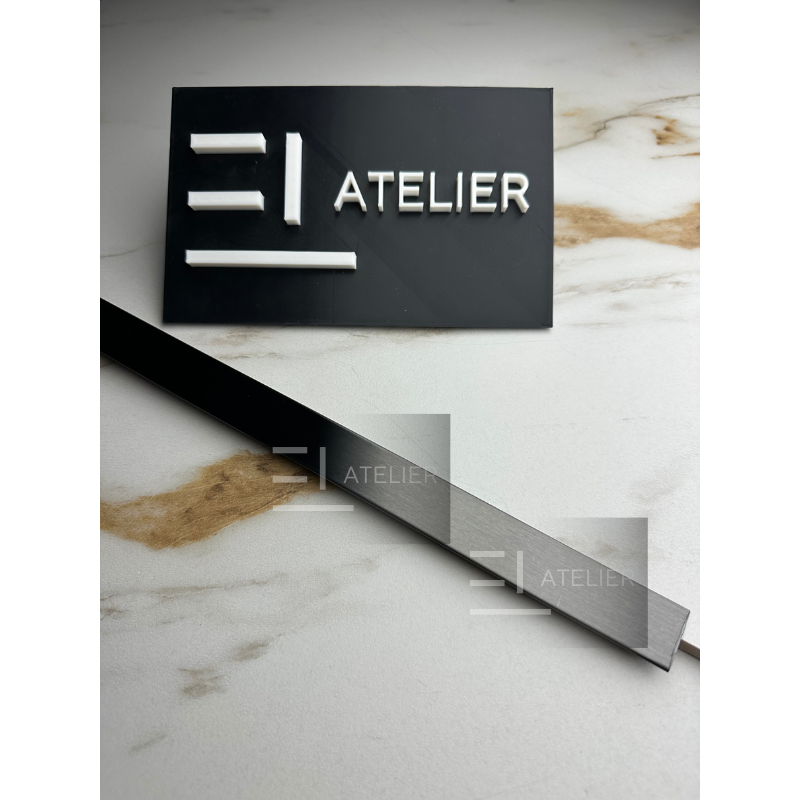 Profil decorativ trecere inox negru mat montaj gresie parchet 25mm