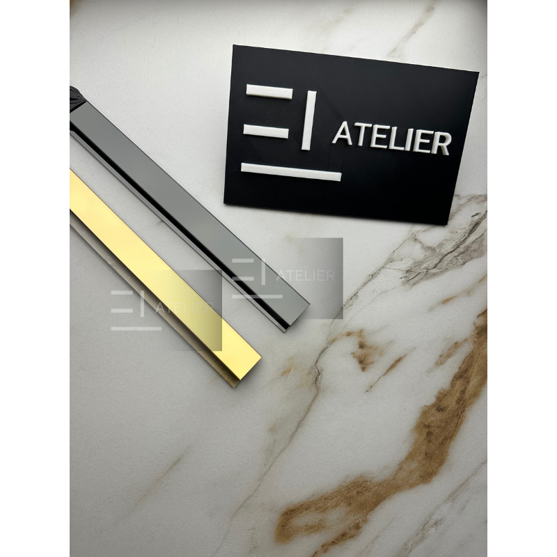 Profil decorativ trecere inox negru lucios rezistent trafic uzură 25mm