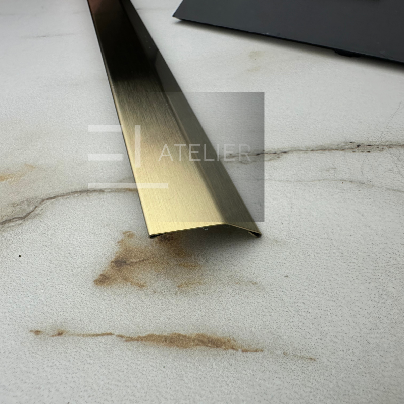 Profil pantă nivelare inox auriu mat 10mm aplicare tranziție pardoseli diferite