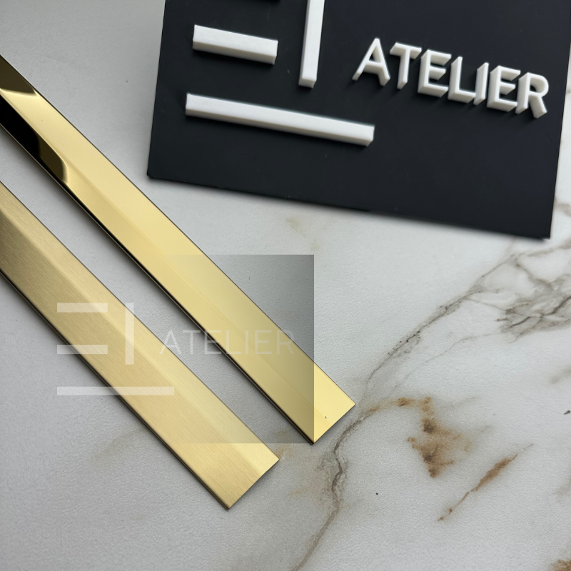 Profil trecere pantă nivelare inox auriu lucios 10mm montaj profesional pardoseli