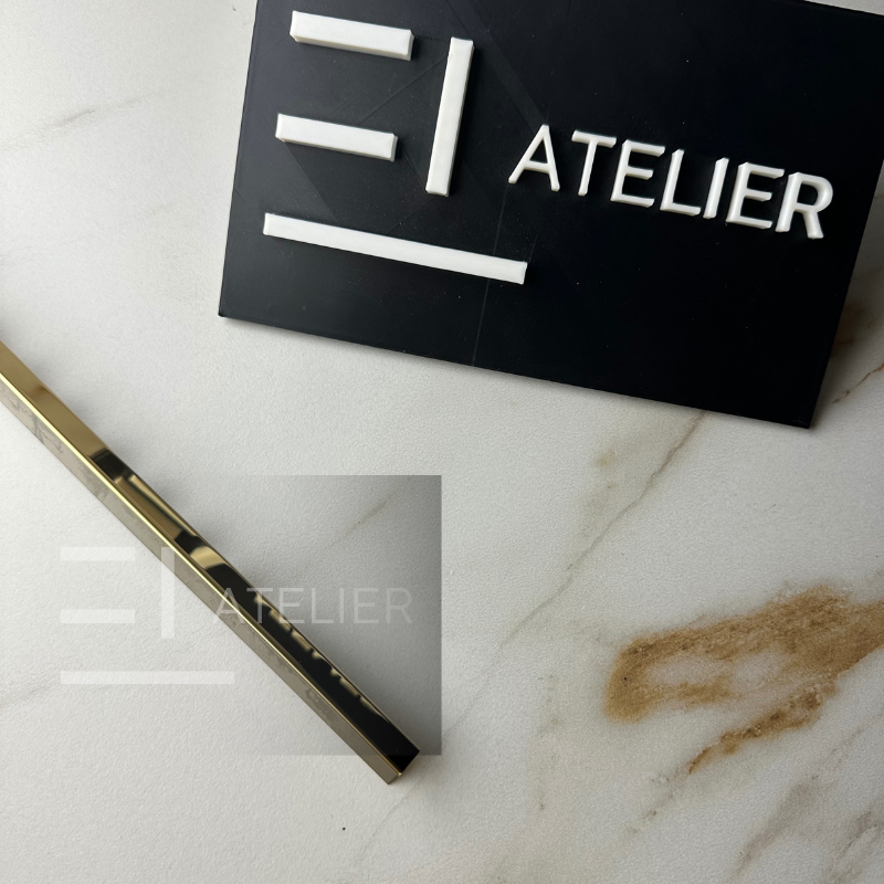 Profil Delimitare Gresie Faianta Finisaj Drept Inox Auriu Lucios 10mm x 2700mm - EL Atelier