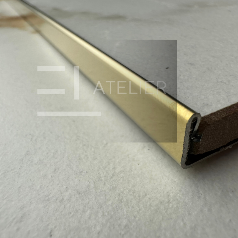 Profil delimitare gresie faianță finisaj drept inox auriu mat 10mm detaliu premium