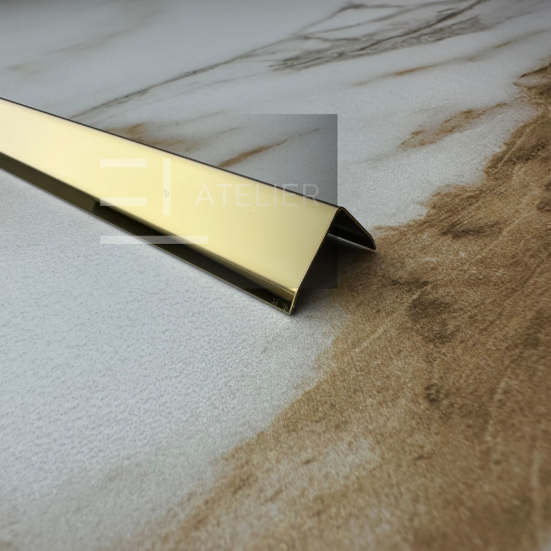 Profil L Teșit Inox Auriu Lucios 40x40mm x 2200mm - EL Atelier