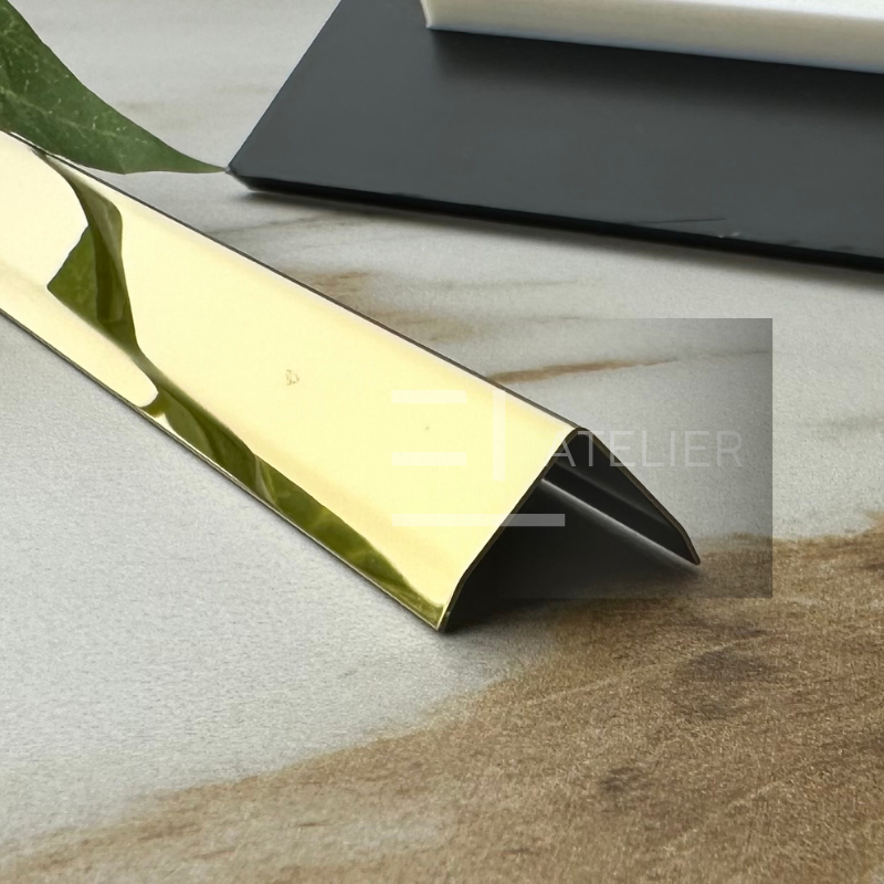 Profil L Teșit Inox Auriu Lucios 40x40mm x 2200mm - EL Atelier